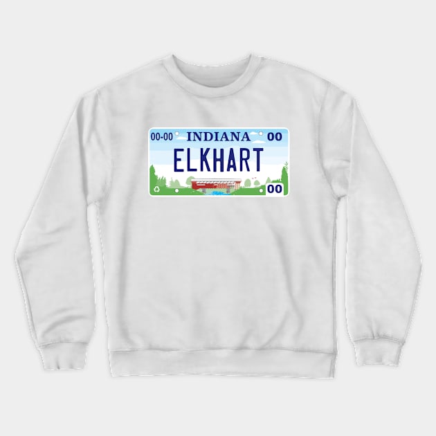 Elkhart Indiana License Plate Crewneck Sweatshirt by zsonn